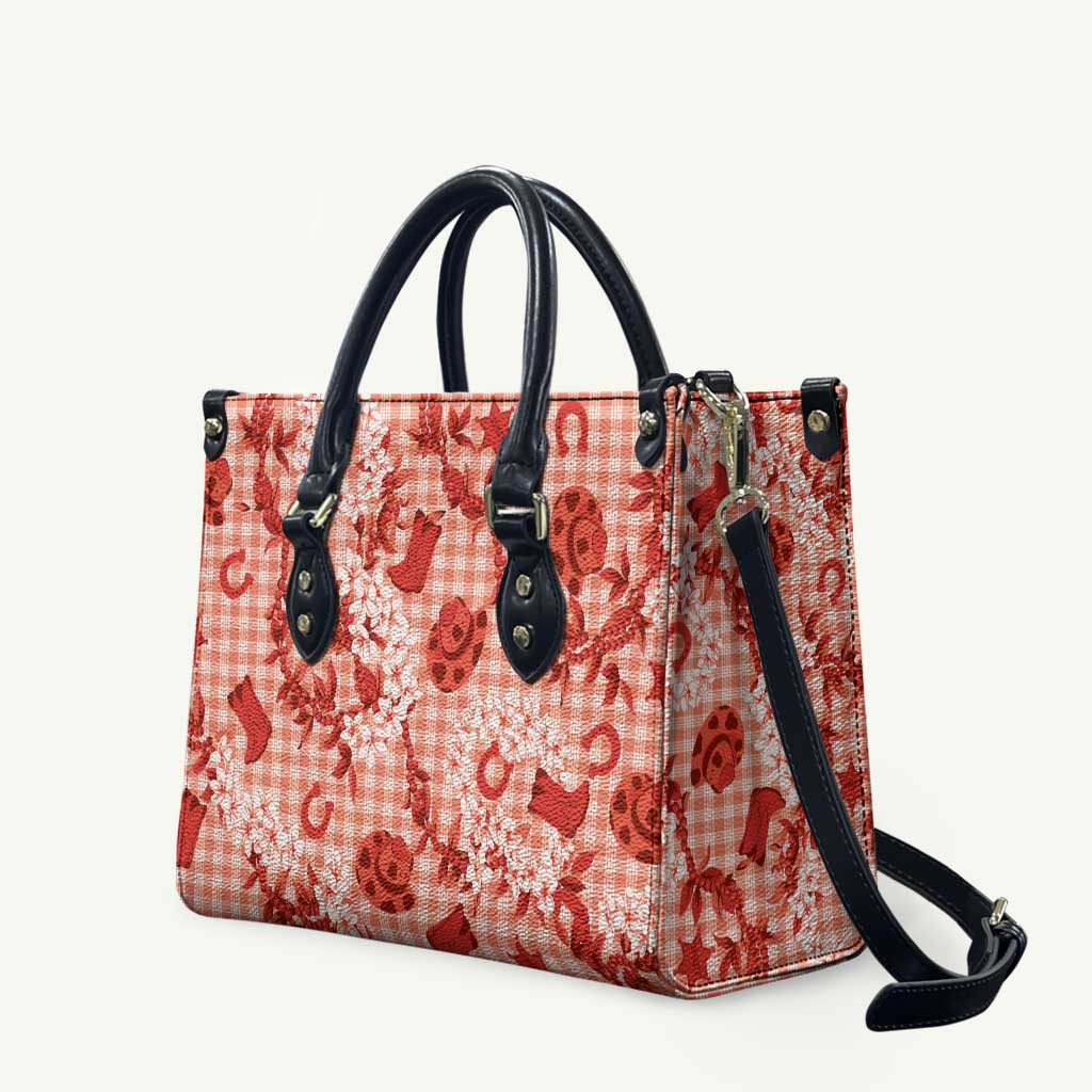 Mokihana Maile Ilima Leis Paniolo Palaka Leather Bag Hawaiian Ulaula Spirit LT9 Red - Polynesian Pride