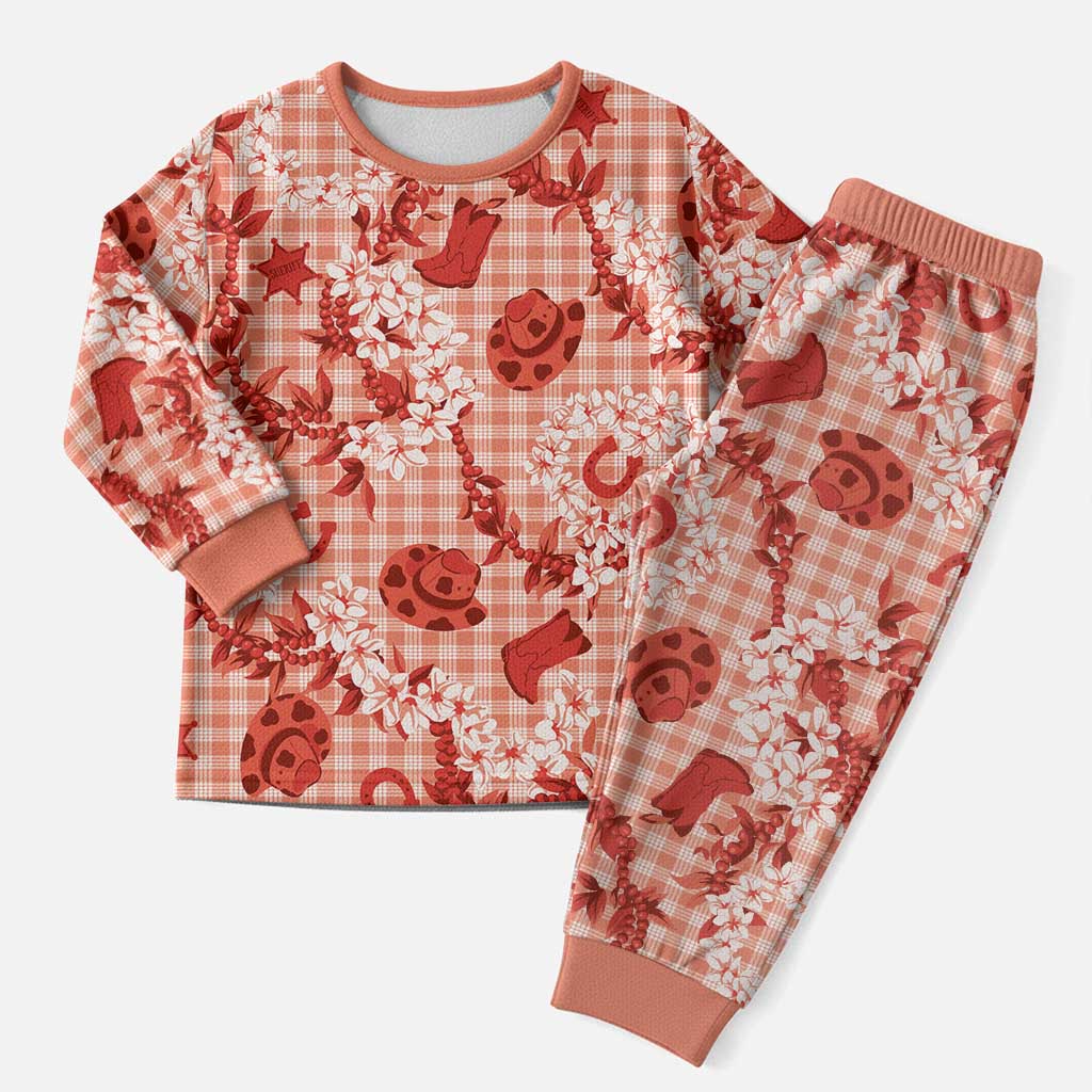 Mokihana Maile Ilima Leis Paniolo Palaka Christmas Pajama Set Hawaiian Ulaula Spirit LT9 Men Red - Polynesian Pride