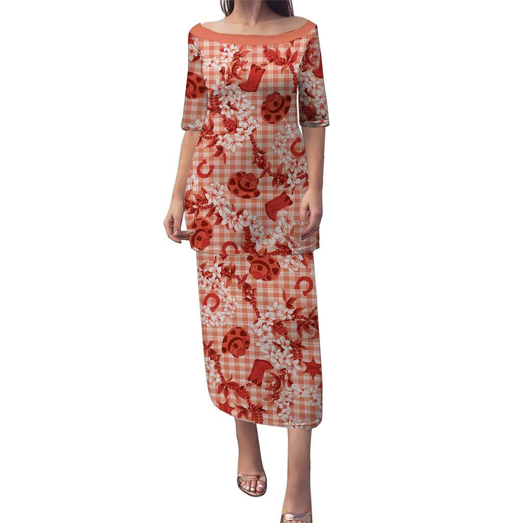 Mokihana Maile Ilima Leis Paniolo Palaka Puletasi Hawaiian Ulaula Spirit LT9 Long Dress Red - Polynesian Pride