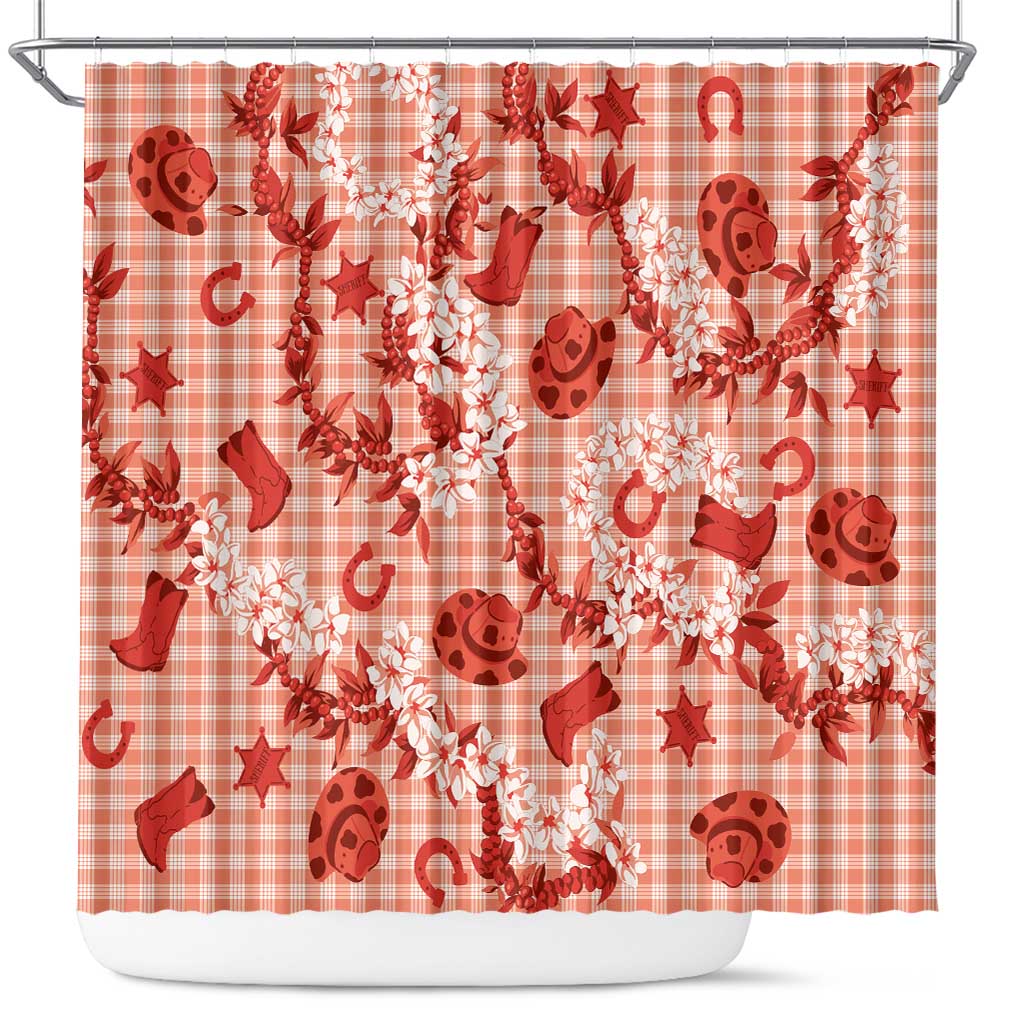 Mokihana Maile Ilima Leis Paniolo Palaka Shower Curtain Hawaiian Ulaula Spirit LT9 Red - Polynesian Pride