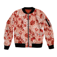 Mokihana Maile Ilima Leis Paniolo Palaka Sleeve Zip Bomber Jacket Hawaiian Ulaula Spirit LT9 Unisex Red - Polynesian Pride