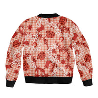 Mokihana Maile Ilima Leis Paniolo Palaka Sleeve Zip Bomber Jacket Hawaiian Ulaula Spirit LT9 - Polynesian Pride
