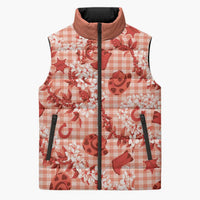Mokihana Maile Ilima Leis Paniolo Palaka Sleeveless Puffer Jacket Hawaiian Ulaula Spirit LT9 Unisex Red - Polynesian Pride
