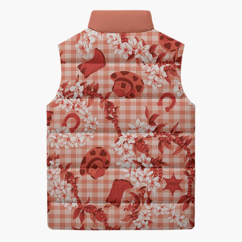 Mokihana Maile Ilima Leis Paniolo Palaka Sleeveless Puffer Jacket Hawaiian Ulaula Spirit LT9 - Polynesian Pride