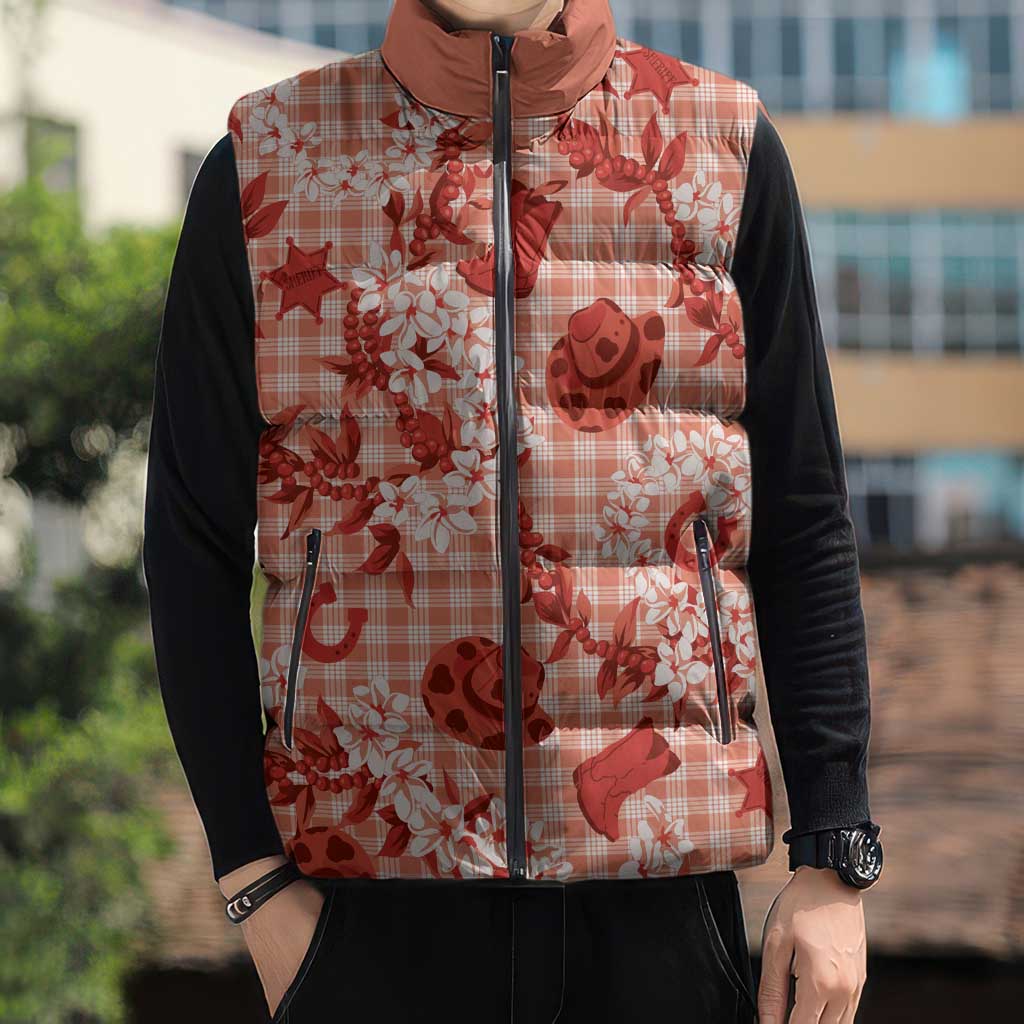 Mokihana Maile Ilima Leis Paniolo Palaka Sleeveless Puffer Jacket Hawaiian Ulaula Spirit LT9 - Polynesian Pride