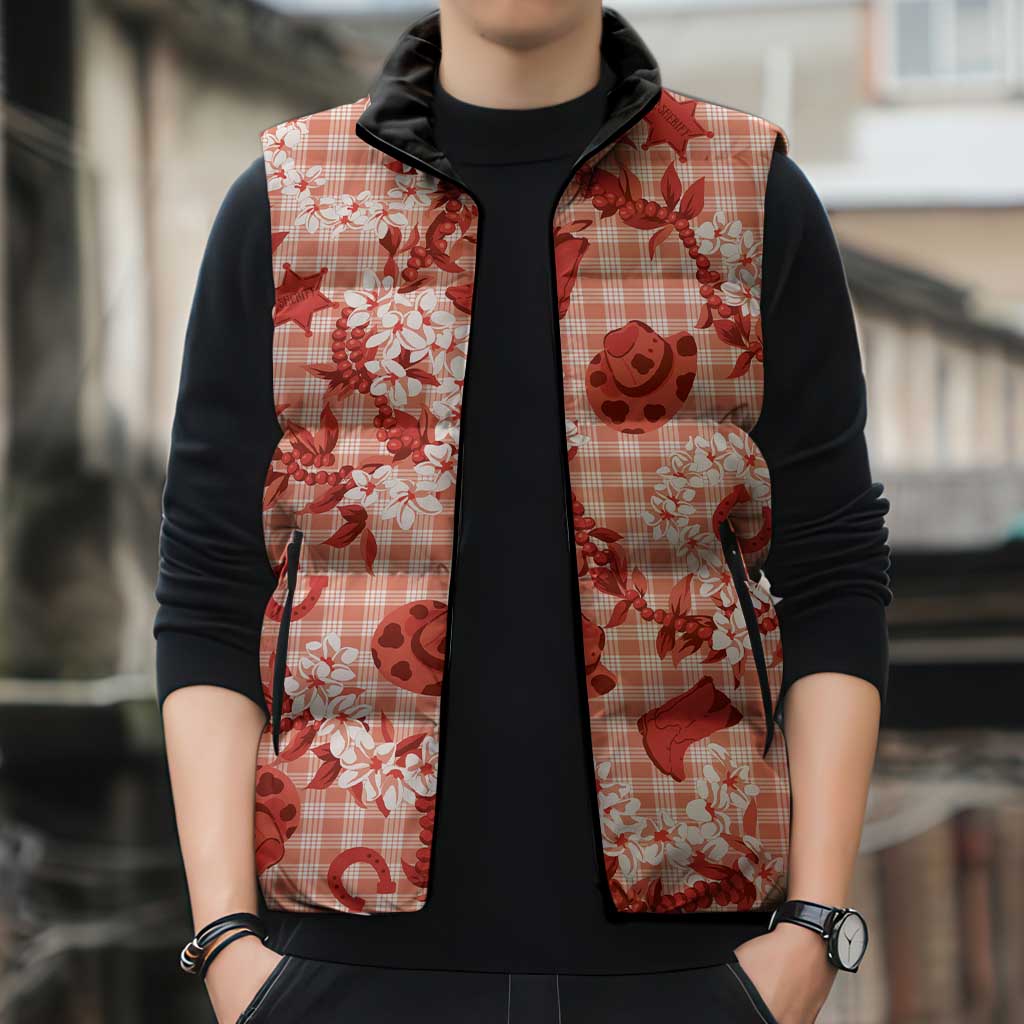 Mokihana Maile Ilima Leis Paniolo Palaka Sleeveless Puffer Jacket Hawaiian Ulaula Spirit LT9 - Polynesian Pride