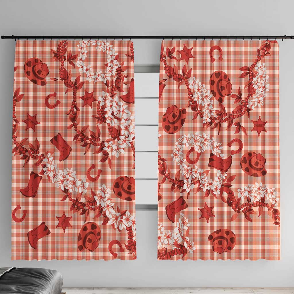 Mokihana Maile Ilima Leis Paniolo Palaka Window Curtain Hawaiian Ulaula Spirit LT9 With Hooks Red - Polynesian Pride