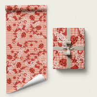Mokihana Maile Ilima Leis Paniolo Palaka Wrapping Paper Hawaiian Ulaula Spirit LT9 58" × 23" Red - Polynesian Pride