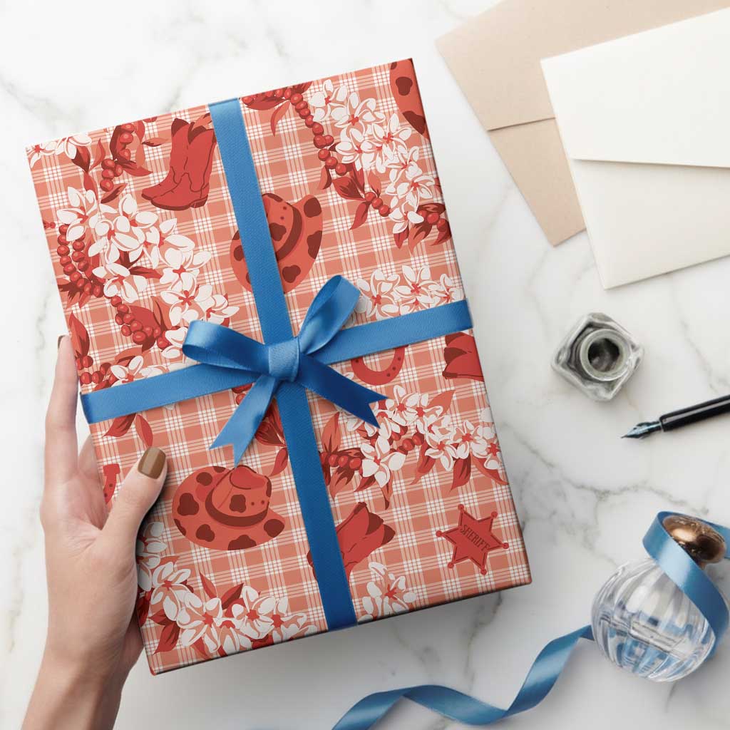 Mokihana Maile Ilima Leis Paniolo Palaka Wrapping Paper Hawaiian Ulaula Spirit LT9 - Polynesian Pride
