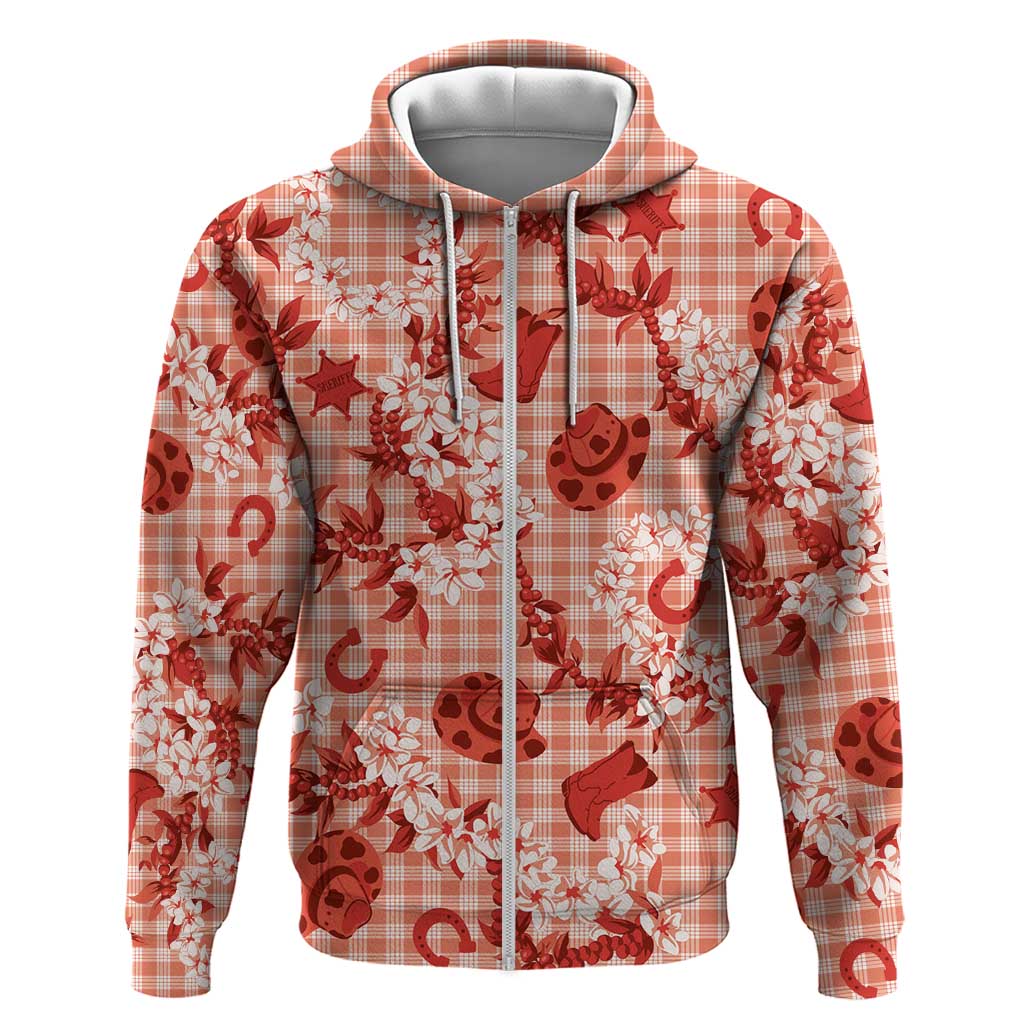 Mokihana Maile Ilima Leis Paniolo Palaka Zip Hoodie Hawaiian Ulaula Spirit LT9 Zip Hoodie Red - Polynesian Pride