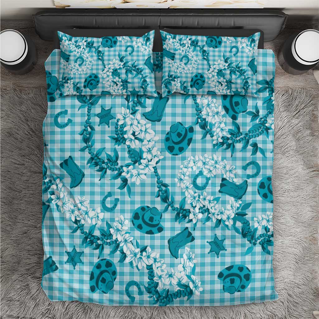 Mokihana Maile Ilima Leis Paniolo Palaka Bedding Set Hawaiian Polu Opa Spirit LT9 Turquoise - Polynesian Pride