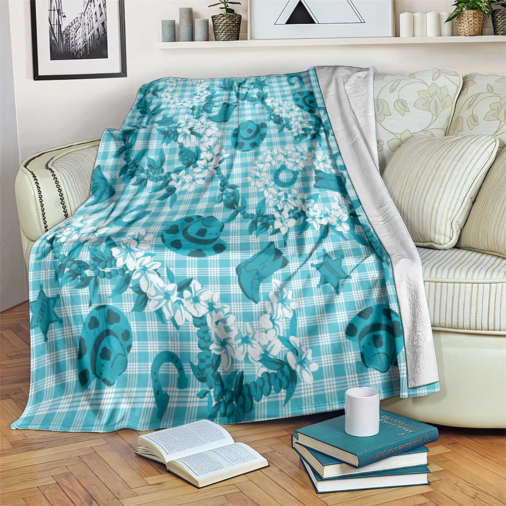 Mokihana Maile Ilima Leis Paniolo Palaka Blanket Hawaiian Polu Opa Spirit LT9 Turquoise - Polynesian Pride