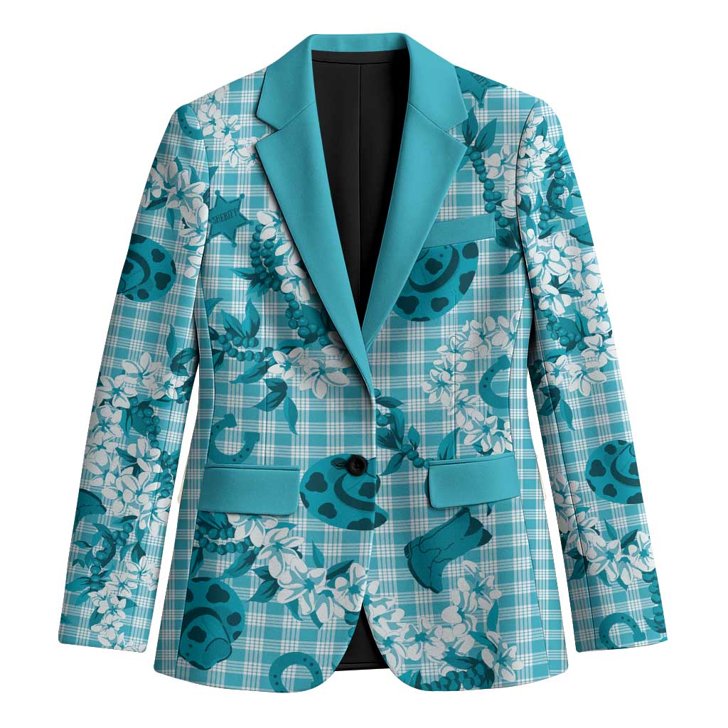 Mokihana Maile Ilima Leis Paniolo Palaka Blazer Hawaiian Polu Opa Spirit LT9 Unisex Turquoise - Polynesian Pride