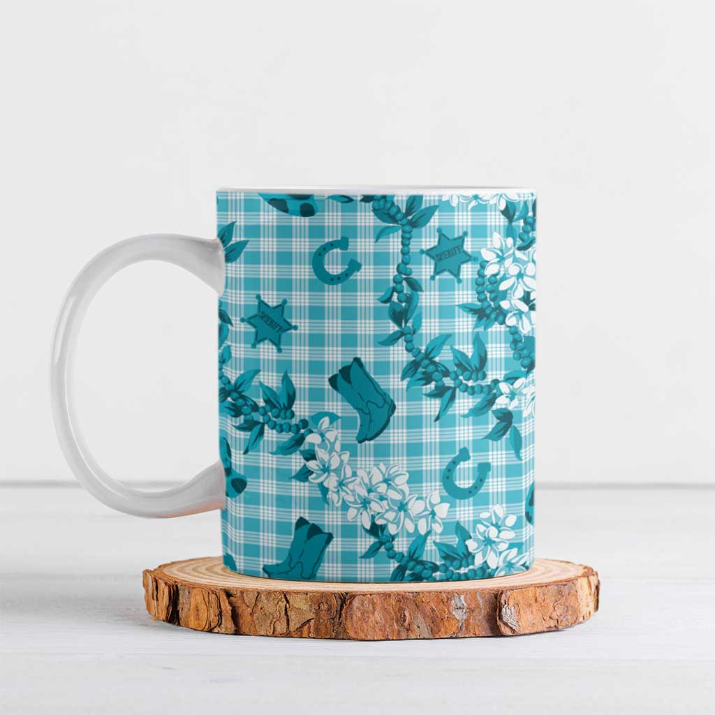 Mokihana Maile Ilima Leis Paniolo Palaka Ceramic Mug Hawaiian Polu Opa Spirit LT9 Turquoise - Polynesian Pride