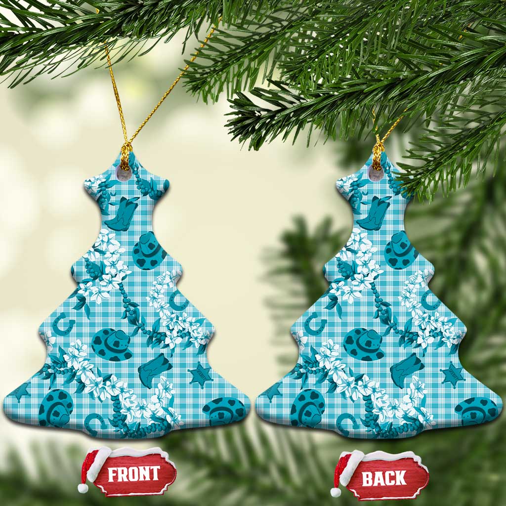 Mokihana Maile Ilima Leis Paniolo Palaka Ceramic Ornament Hawaiian Polu Opa Spirit LT9 Christmas Tree Turquoise - Polynesian Pride