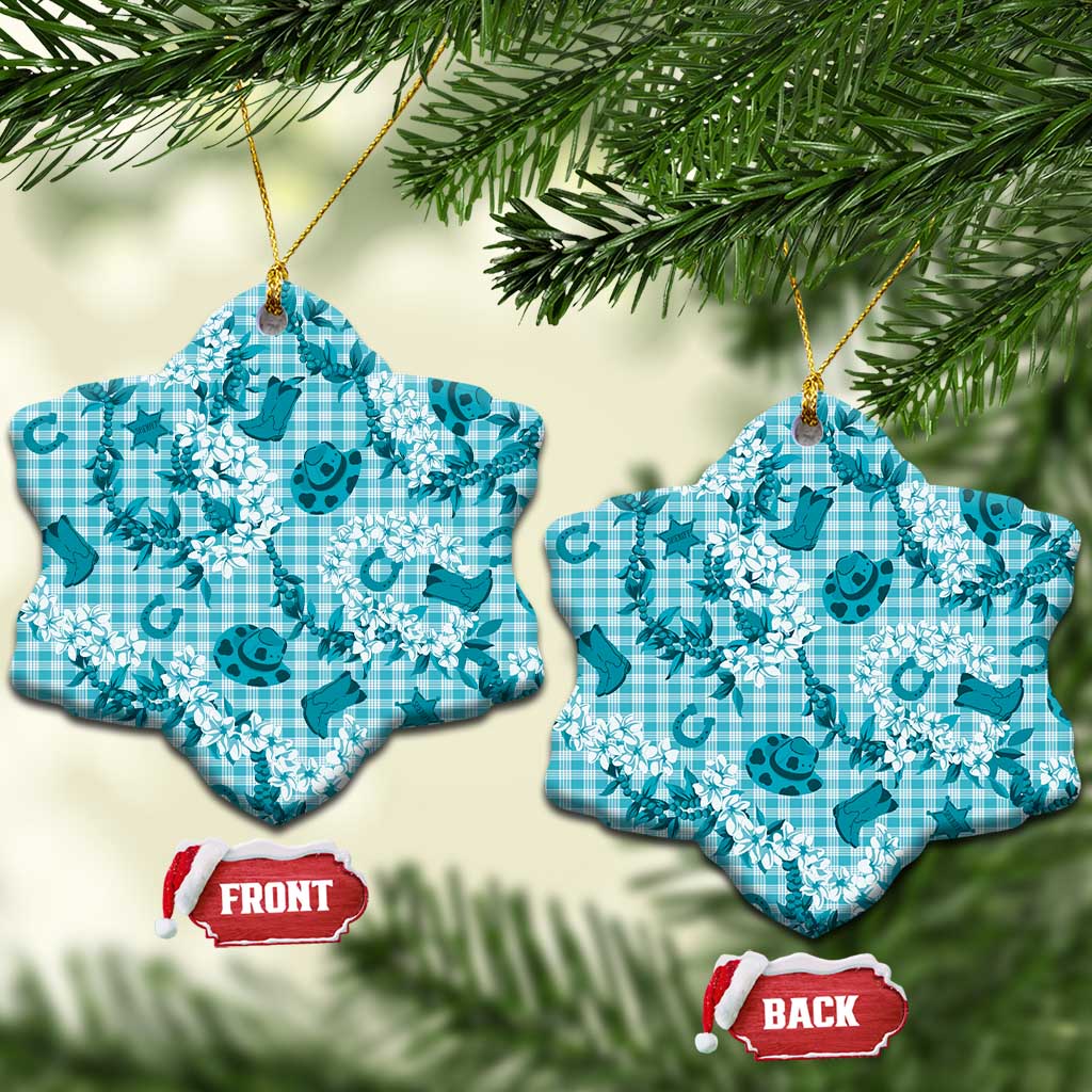 Mokihana Maile Ilima Leis Paniolo Palaka Ceramic Ornament Hawaiian Polu Opa Spirit LT9 Snow Flake Turquoise - Polynesian Pride
