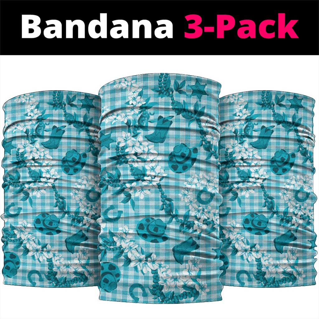 Mokihana Maile Ilima Leis Paniolo Palaka Neck Gaiter Hawaiian Polu Opa Spirit LT9 package One Size: 25*50cm Turquoise - Polynesian Pride