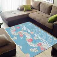 Blue Hawaii Anthurium Plumeria Lei Area Rug LT9 - Polynesian Pride