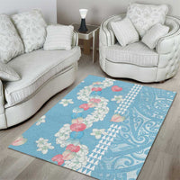 Blue Hawaii Anthurium Plumeria Lei Area Rug LT9 - Polynesian Pride