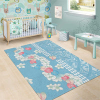 Blue Hawaii Anthurium Plumeria Lei Area Rug LT9 - Polynesian Pride