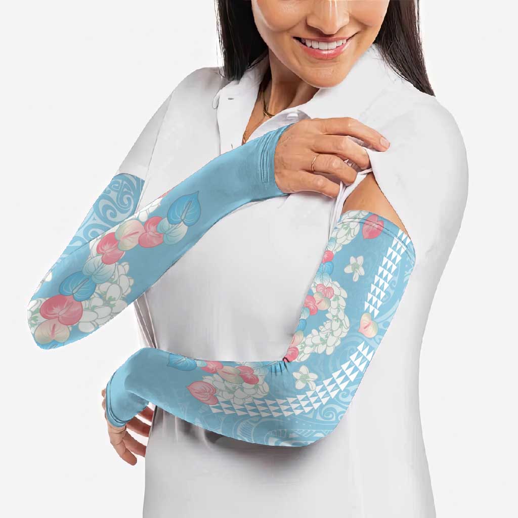 Blue Hawaii Anthurium Plumeria Lei Arm Sleeves LT9 - Polynesian Pride