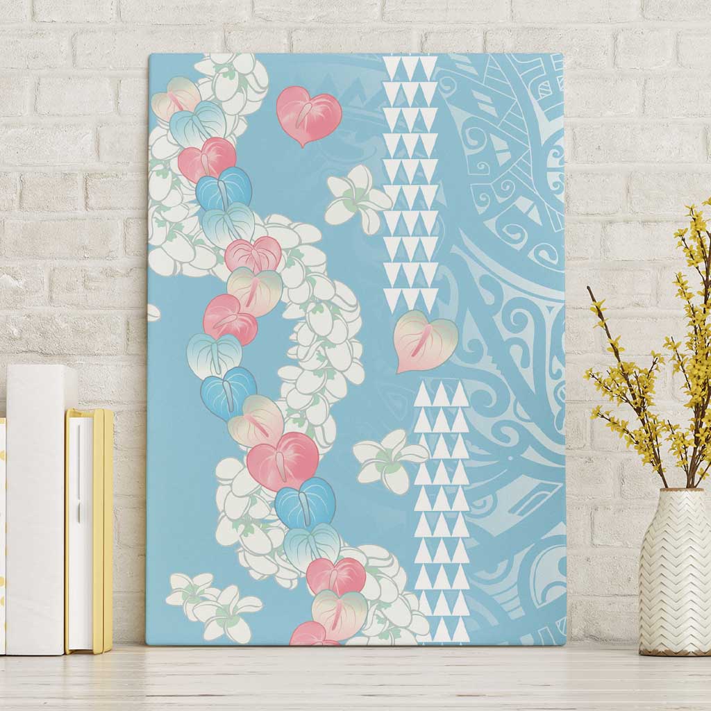 Blue Hawaii Anthurium Plumeria Lei Canvas Wall Art LT9 Without Frame Blue - Polynesian Pride