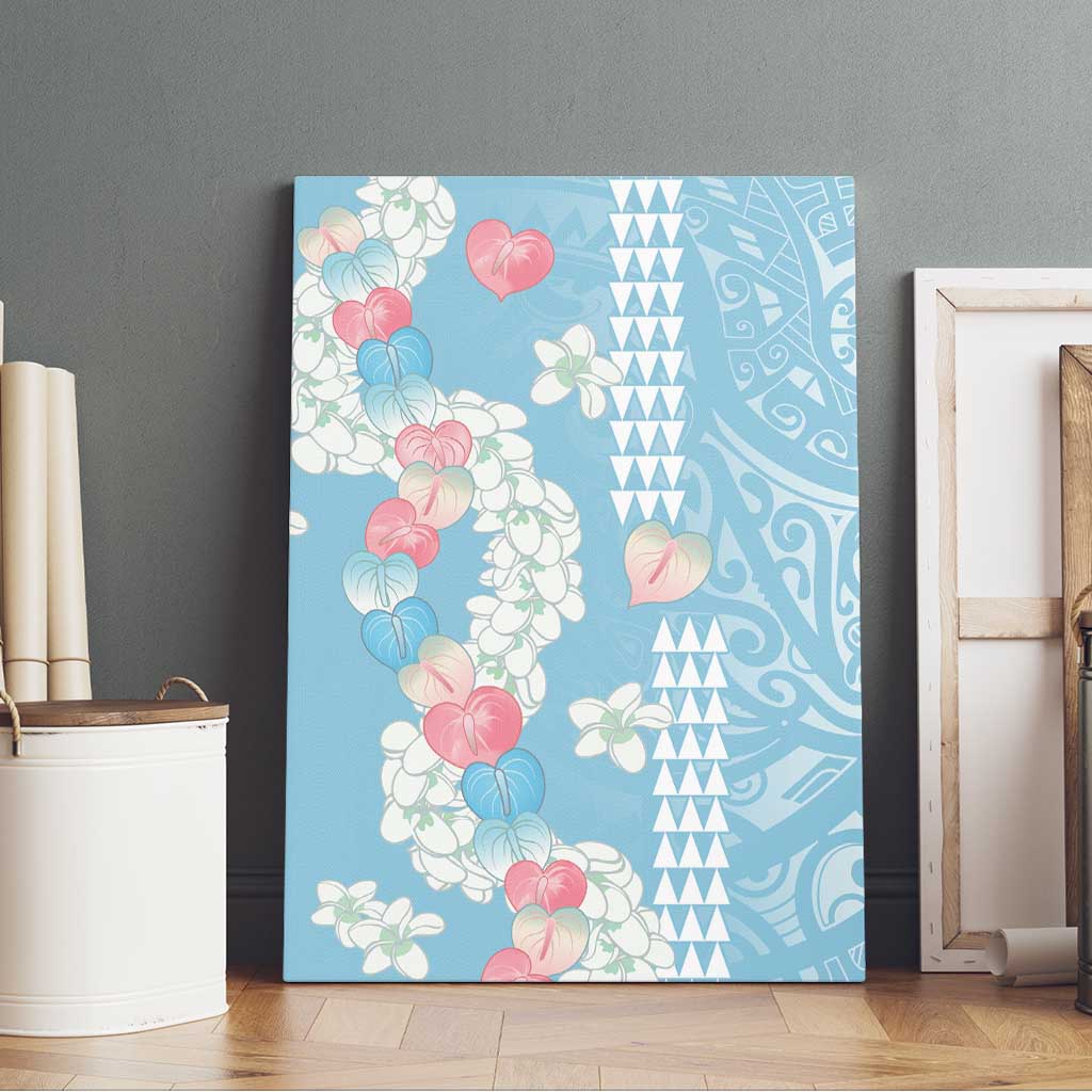 Blue Hawaii Anthurium Plumeria Lei Canvas Wall Art LT9 - Polynesian Pride