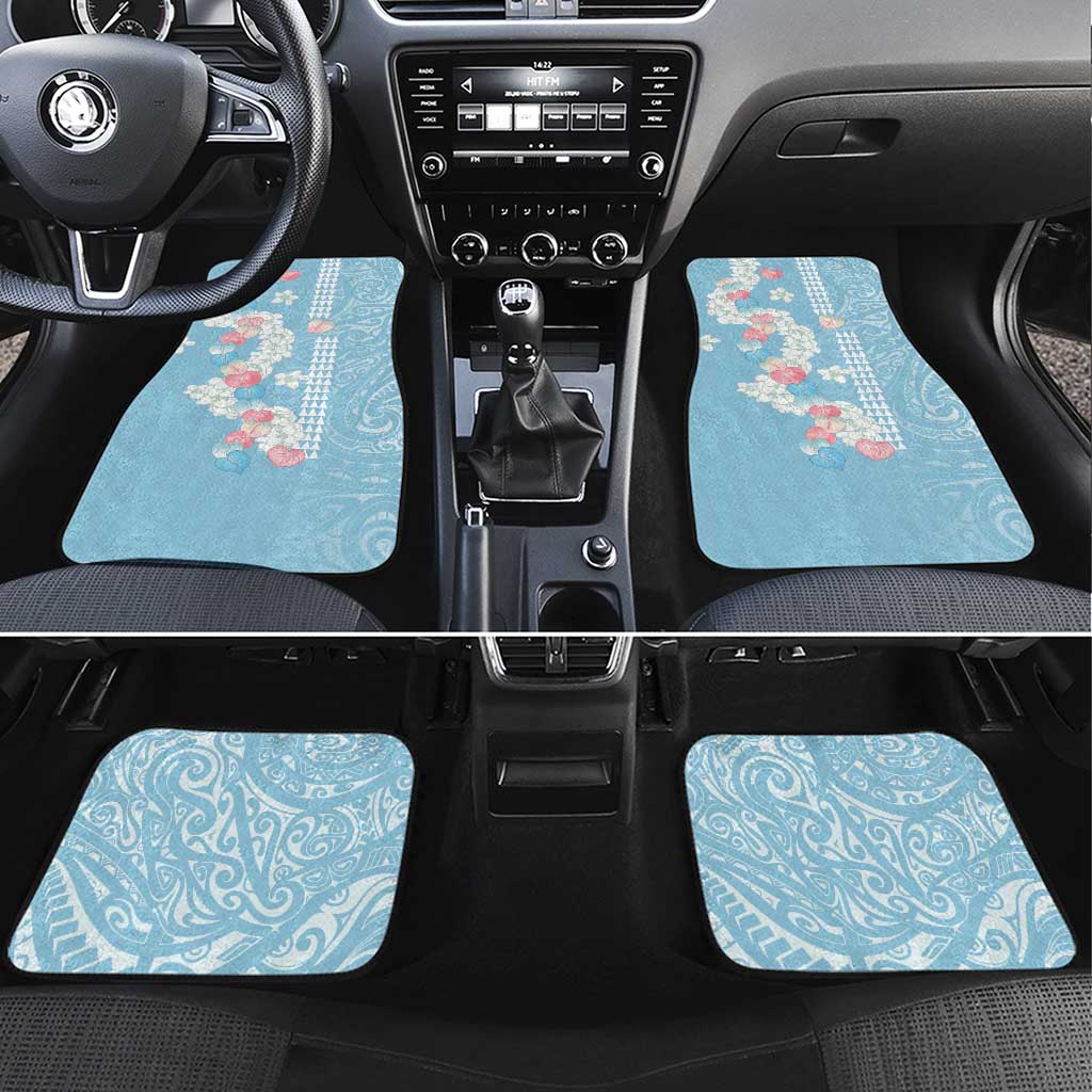 Blue Hawaii Anthurium Plumeria Lei Car Mats LT9 Set 4pcs Blue - Polynesian Pride