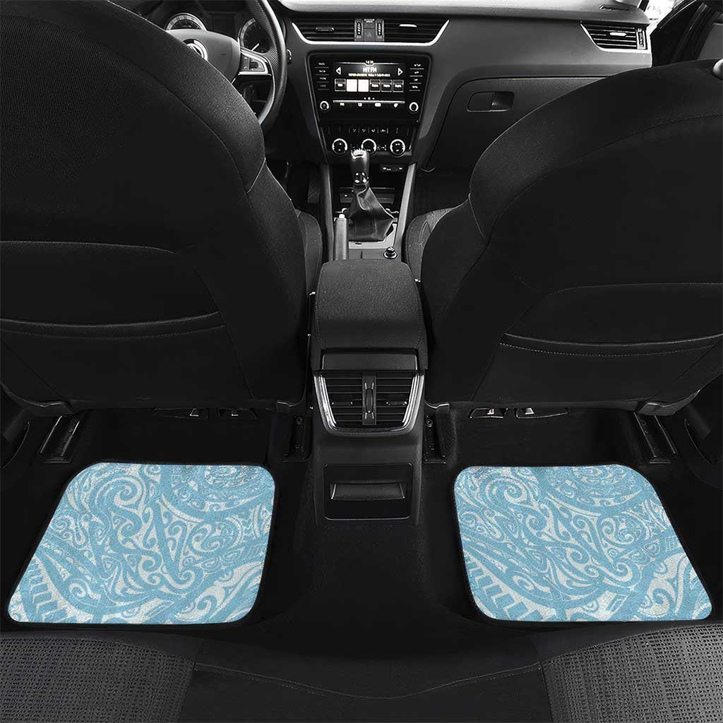Blue Hawaii Anthurium Plumeria Lei Car Mats LT9 Set 2pcs - Back Blue - Polynesian Pride