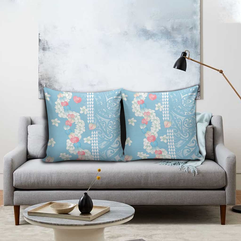 Blue Hawaii Anthurium Plumeria Lei Pillow Cover LT9 - Polynesian Pride