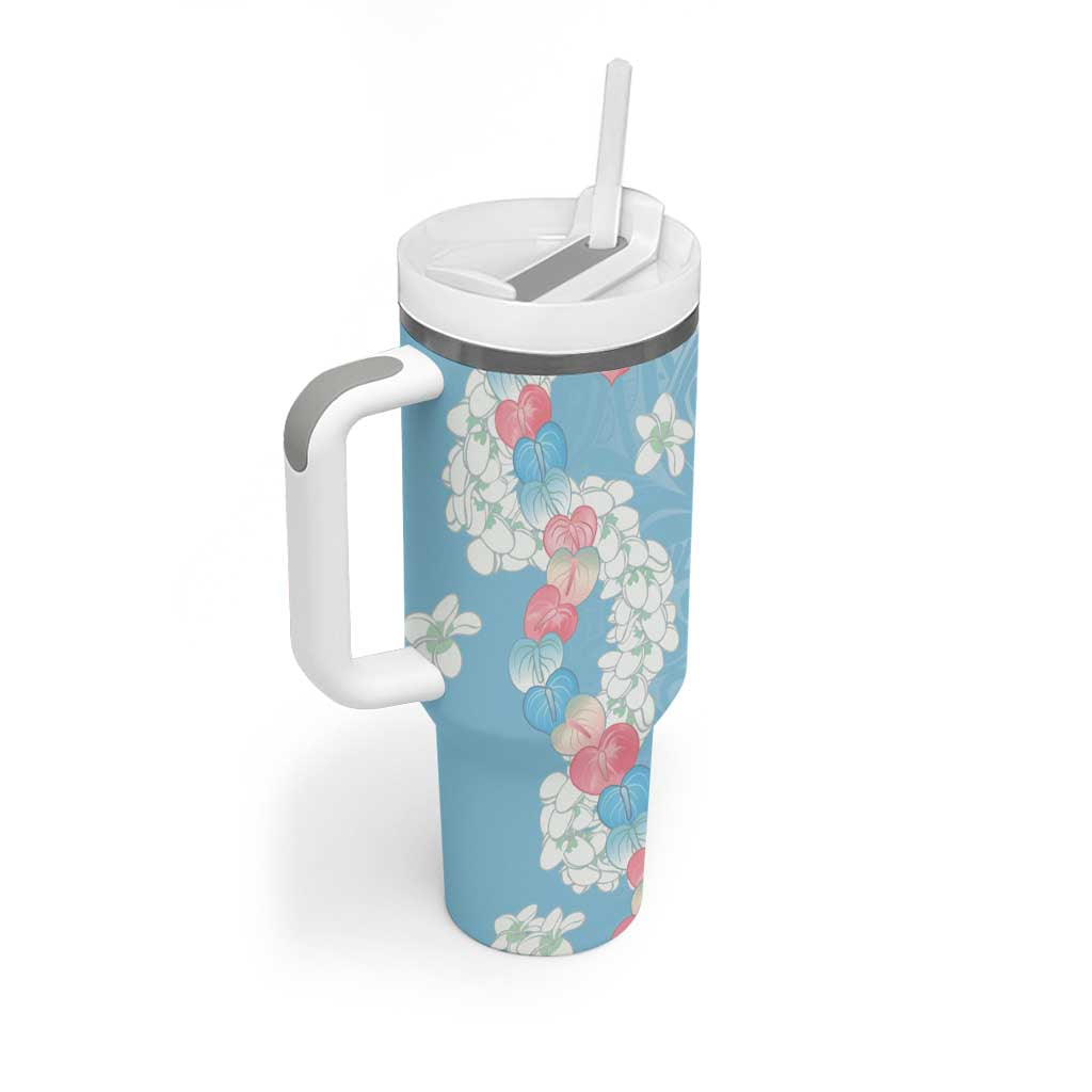 Blue Hawaii Anthurium Plumeria Lei Tumbler With Handle LT9 - Polynesian Pride