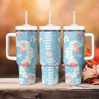 Blue Hawaii Anthurium Plumeria Lei Tumbler With Handle LT9 - Polynesian Pride