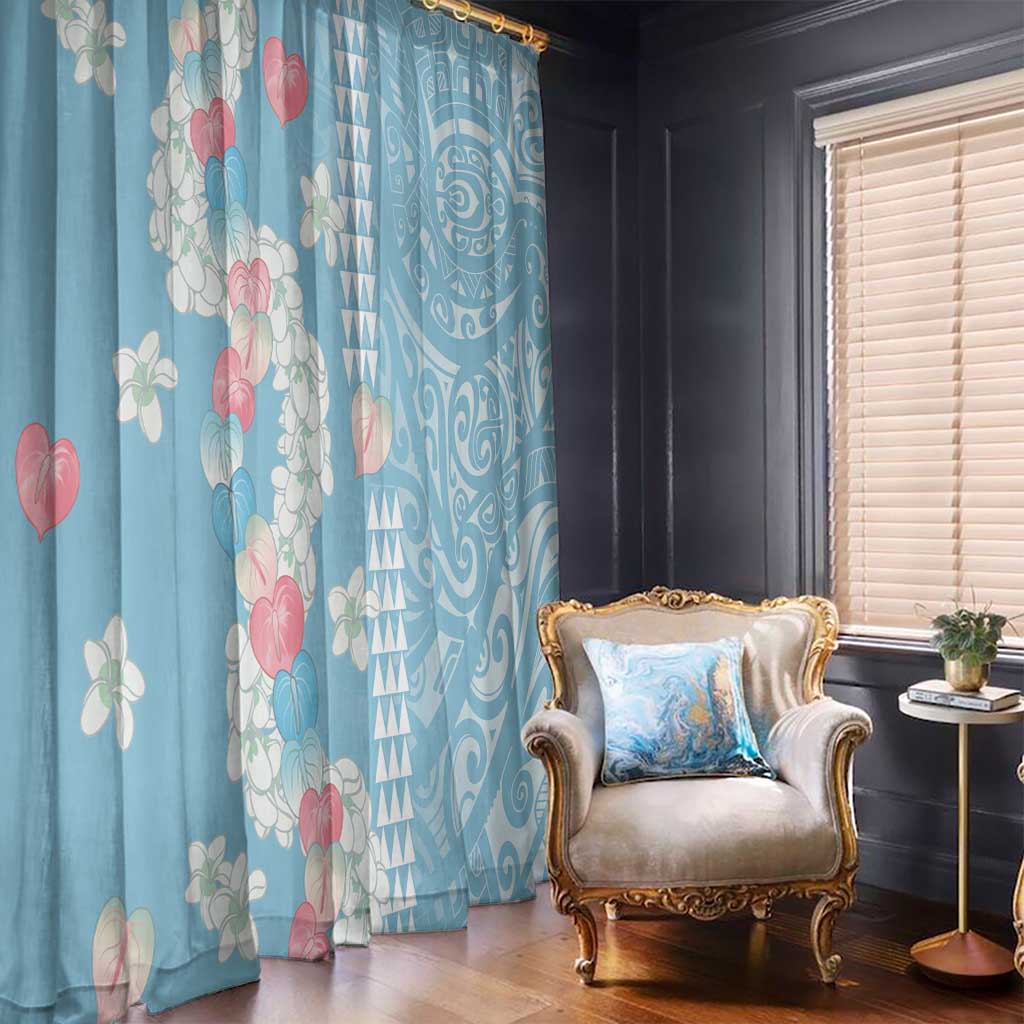 Blue Hawaii Anthurium Plumeria Lei Window Curtain LT9 - Polynesian Pride