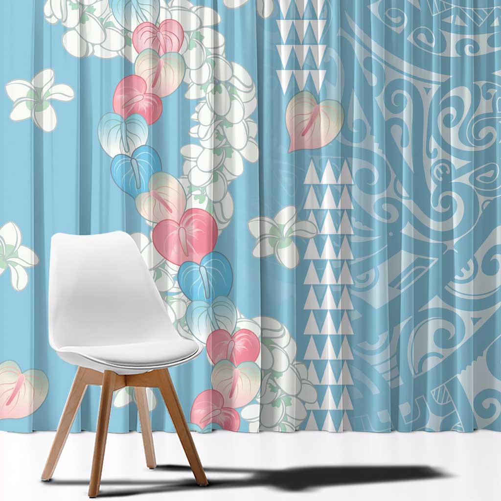 Blue Hawaii Anthurium Plumeria Lei Window Curtain LT9 - Polynesian Pride