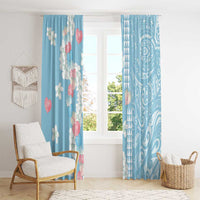Blue Hawaii Anthurium Plumeria Lei Window Curtain LT9 - Polynesian Pride