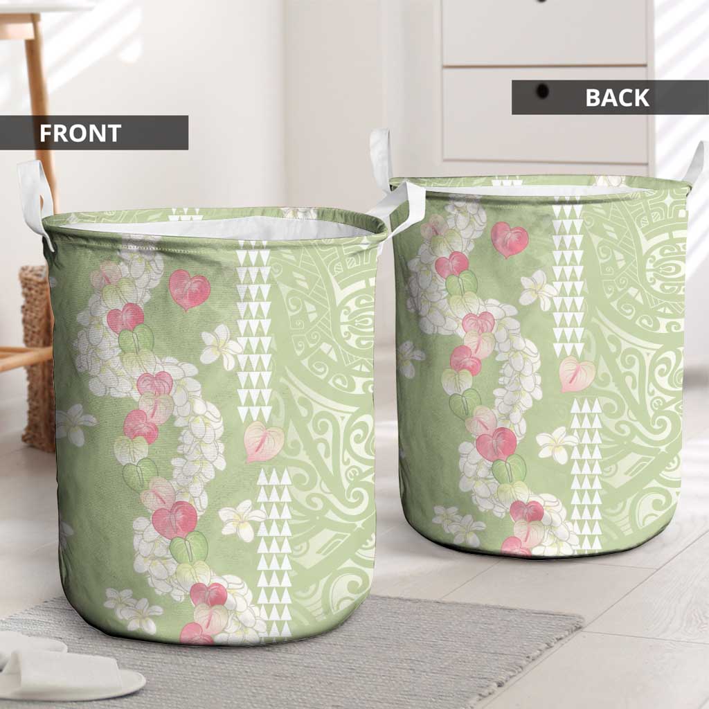 Leaf Green Hawaii Anthurium Plumeria Lei Laundry Basket LT9 - Polynesian Pride
