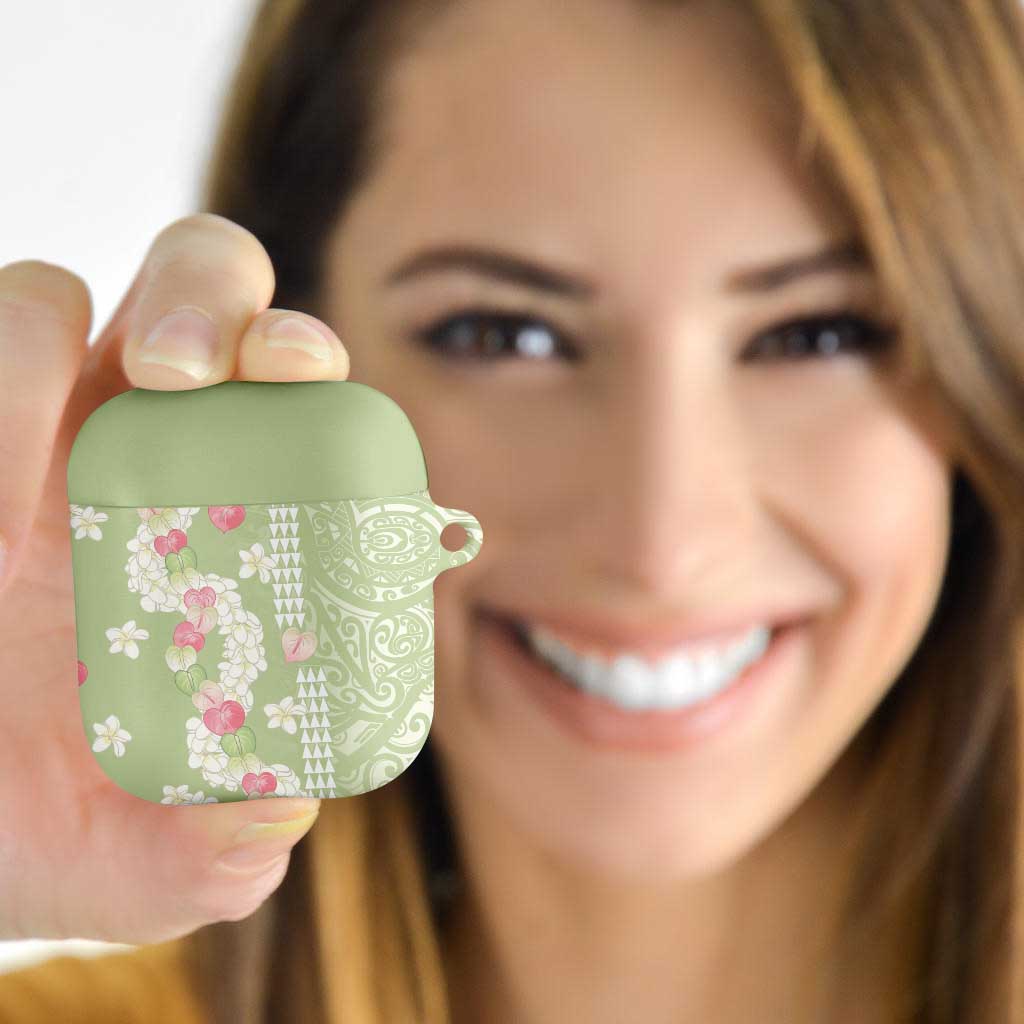Leaf Green Hawaii Anthurium Plumeria Lei AirPods Case LT9 - Polynesian Pride