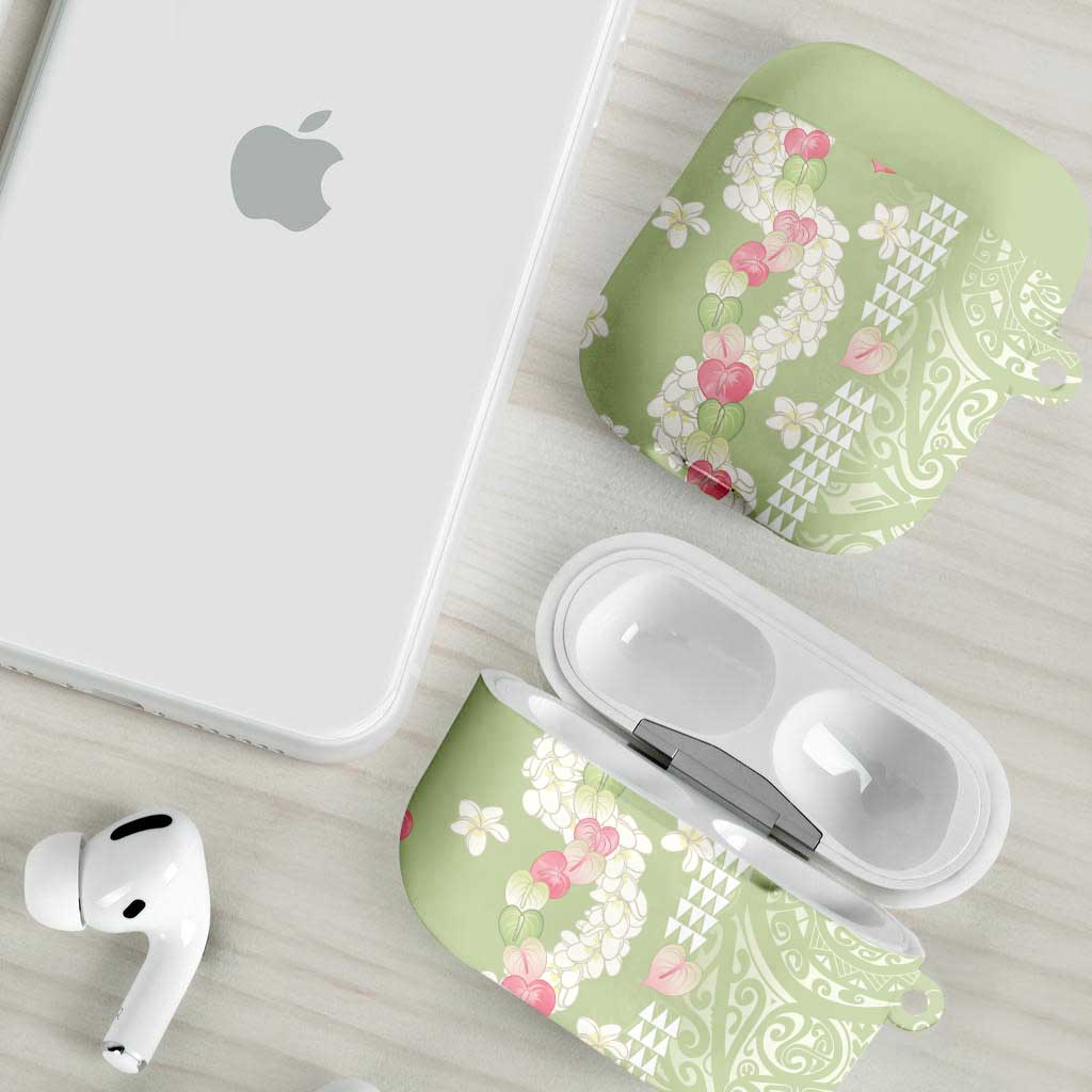 Leaf Green Hawaii Anthurium Plumeria Lei AirPods Case LT9 - Polynesian Pride