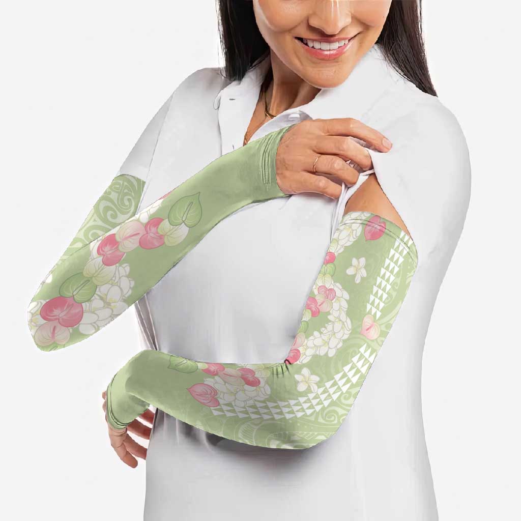 Leaf Green Hawaii Anthurium Plumeria Lei Arm Sleeves LT9 - Polynesian Pride