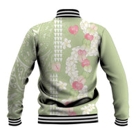Leaf Green Hawaii Anthurium Plumeria Lei Baseball Jacket LT9 - Polynesian Pride
