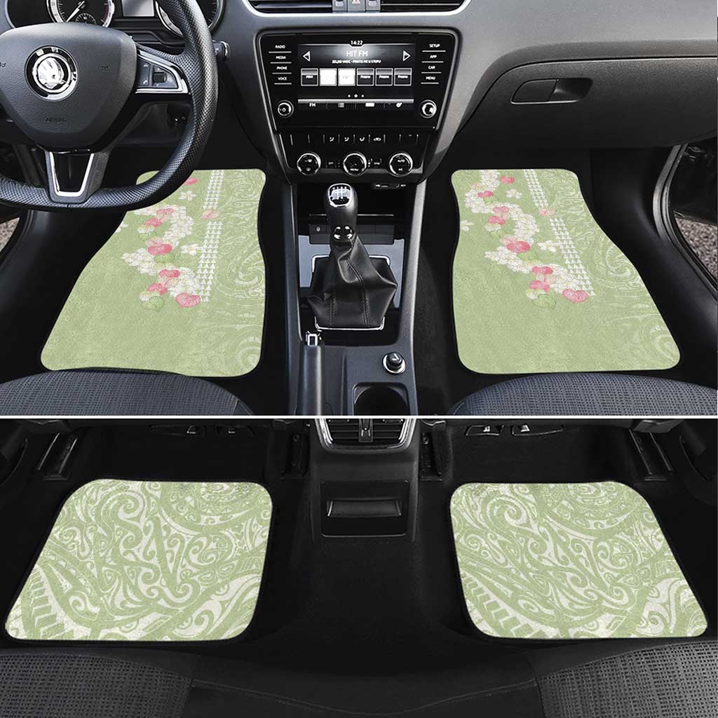 Leaf Green Hawaii Anthurium Plumeria Lei Car Mats LT9 Set 4pcs Green - Polynesian Pride