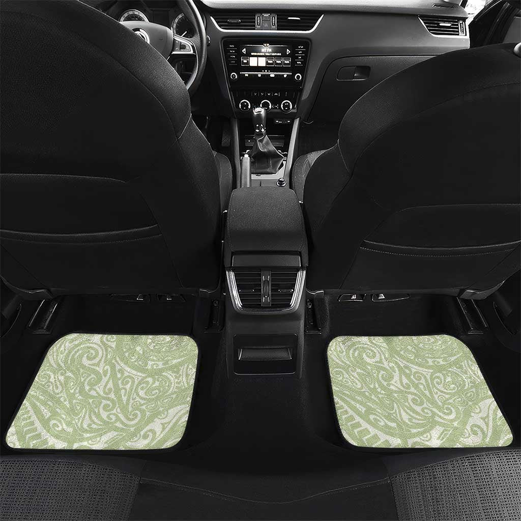 Leaf Green Hawaii Anthurium Plumeria Lei Car Mats LT9 Set 2pcs - Back Green - Polynesian Pride