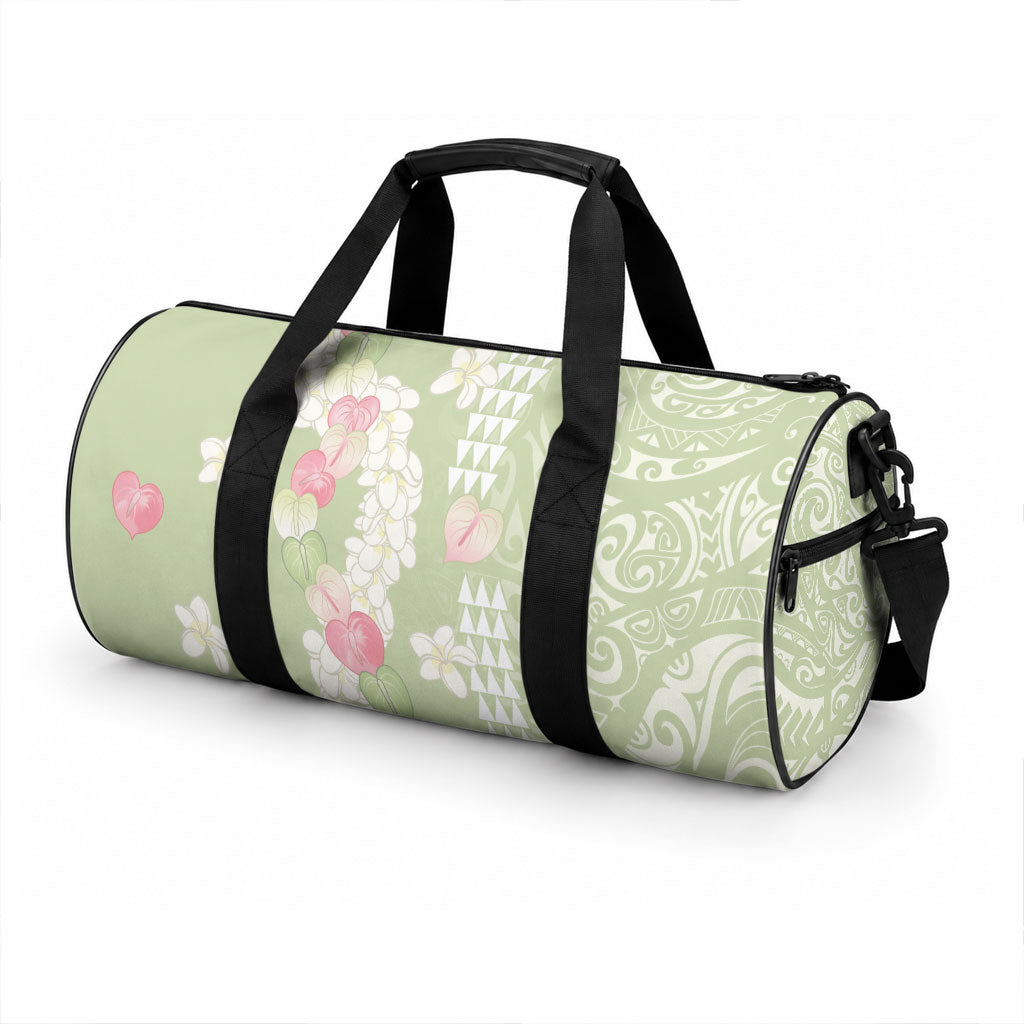 Leaf Green Hawaii Anthurium Plumeria Lei Duffle Bag LT9 - Polynesian Pride