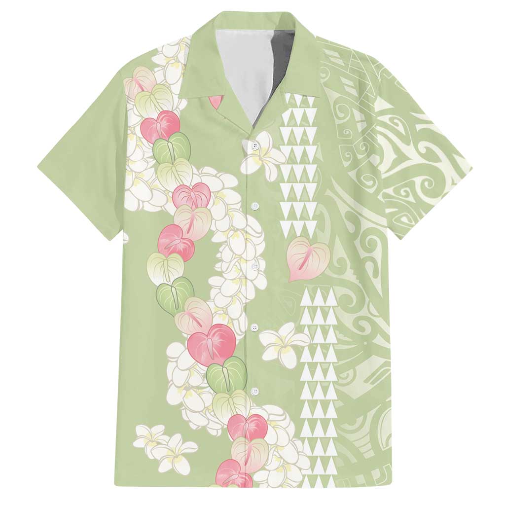 Leaf Green Hawaii Anthurium Plumeria Lei Hawaiian Shirt LT9 Green - Polynesian Pride