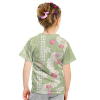 Leaf Green Hawaii Anthurium Plumeria Lei Kid T Shirt LT9 - Polynesian Pride