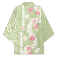 Leaf Green Hawaii Anthurium Plumeria Lei Kimono LT9 - Polynesian Pride