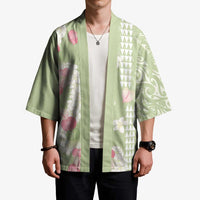 Leaf Green Hawaii Anthurium Plumeria Lei Kimono LT9 - Polynesian Pride