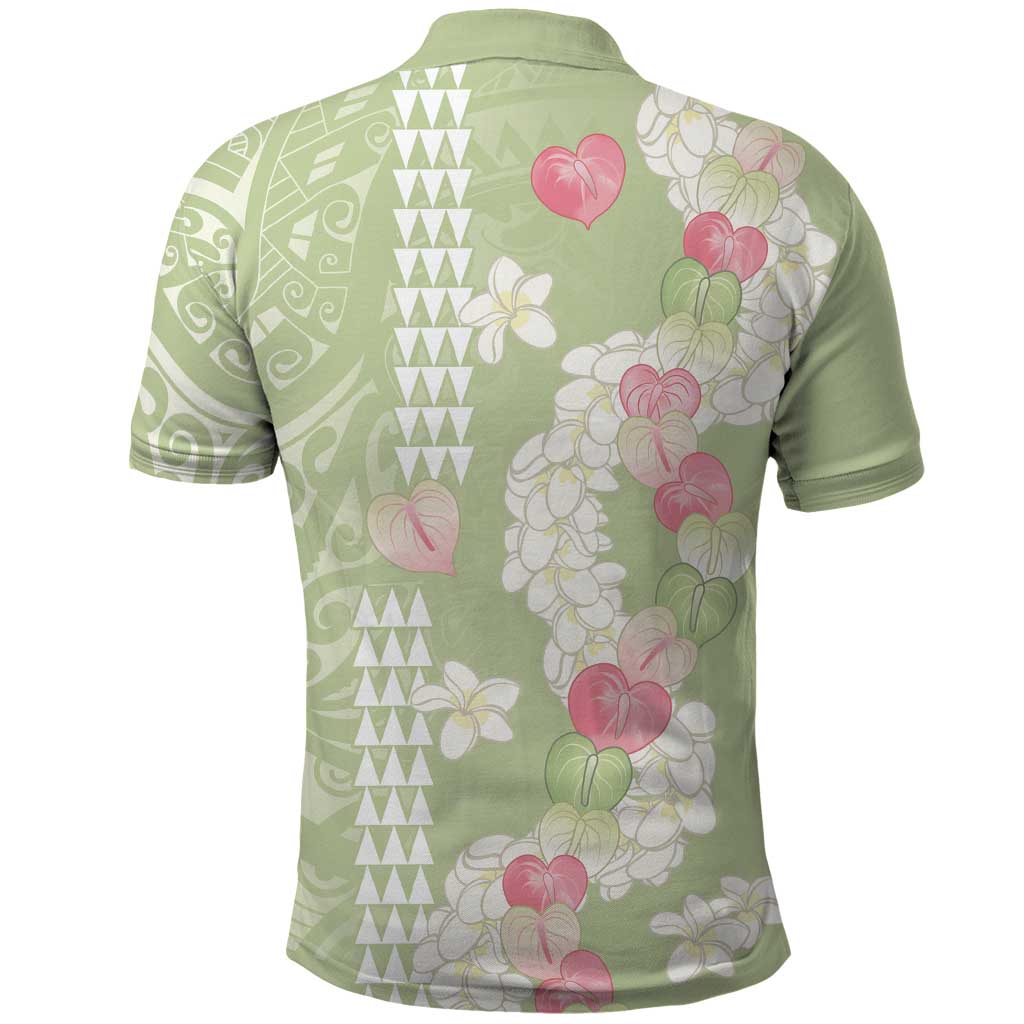 Leaf Green Hawaii Anthurium Plumeria Lei Polo Shirt LT9 - Polynesian Pride