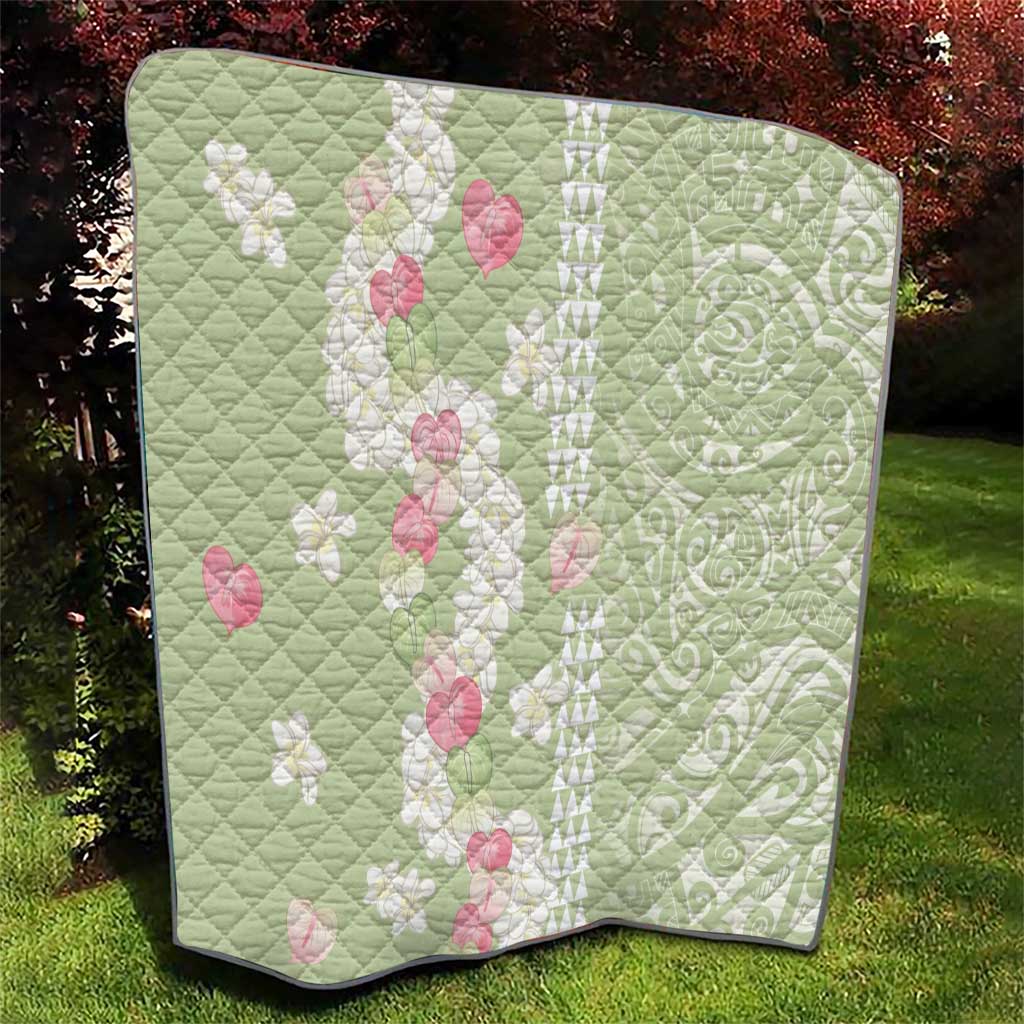 Leaf Green Hawaii Anthurium Plumeria Lei Quilt LT9 - Polynesian Pride