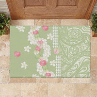 Leaf Green Hawaii Anthurium Plumeria Lei Rubber Doormat LT9 Green - Polynesian Pride